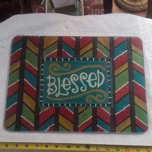 Colorful 'Blessed' Tempered Glass Cutting Board